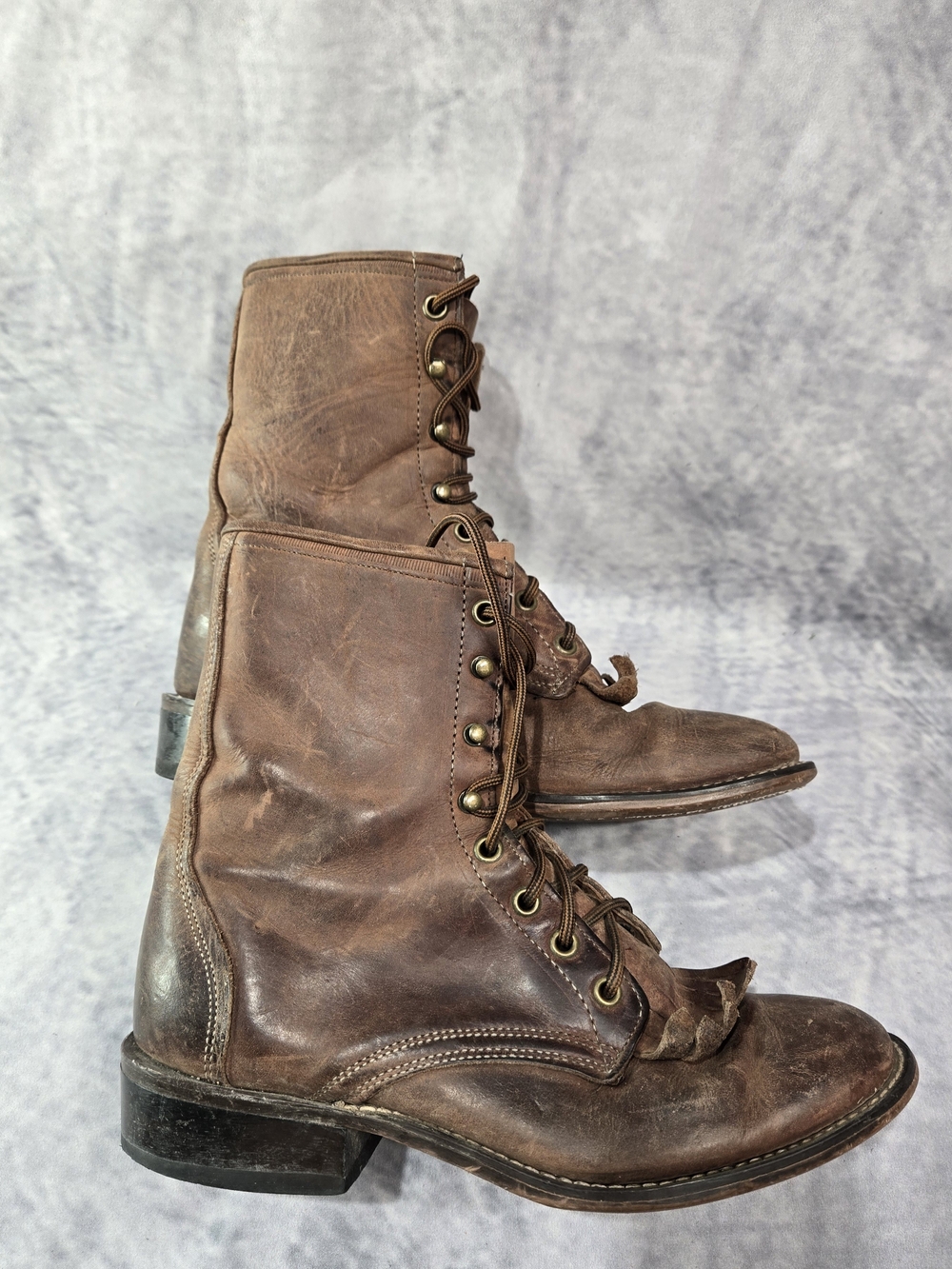 Laredo Brown Leather Lace-Up Work Boots